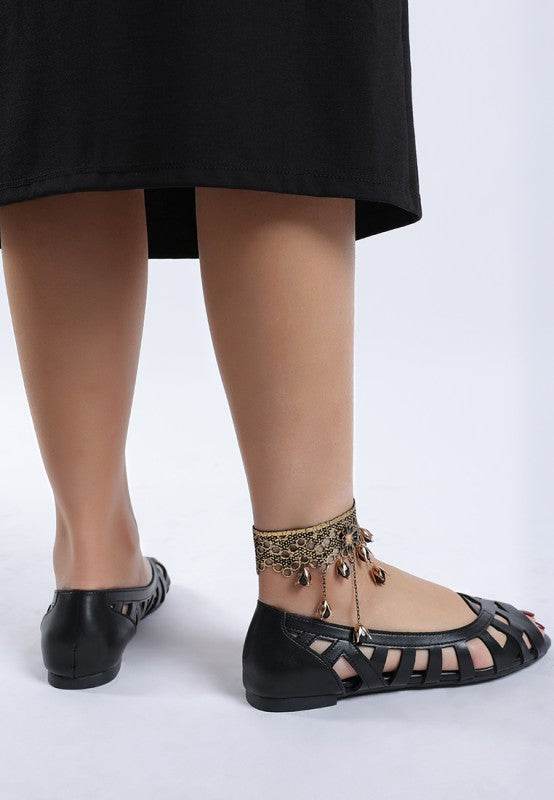 Moira Woven Peep Toe Flats