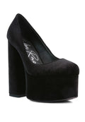 Old Novelty Platform Heel Velvet Pumps
