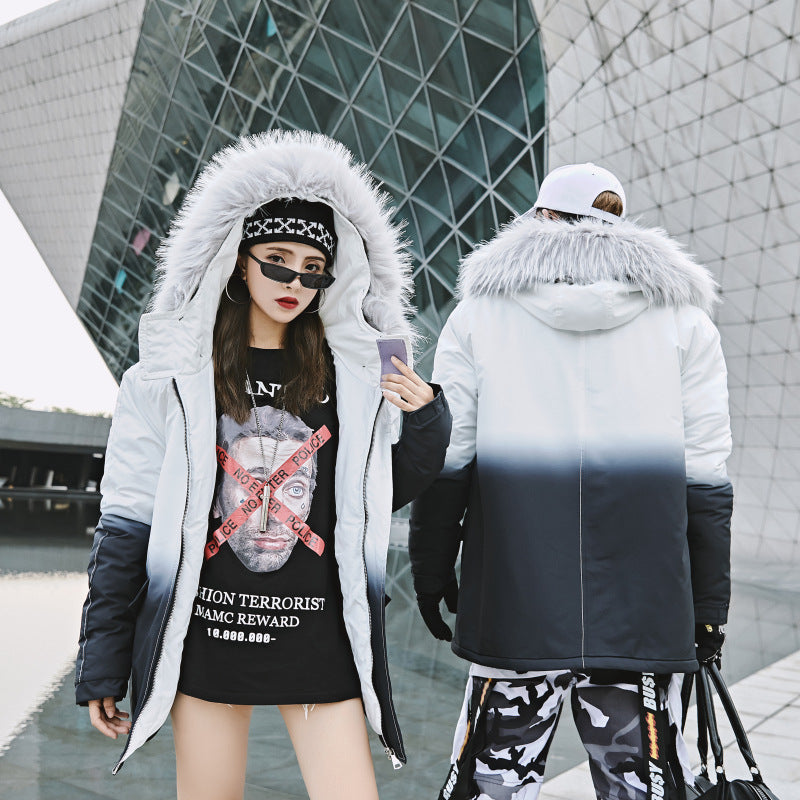 Gradient coat jacket hooded