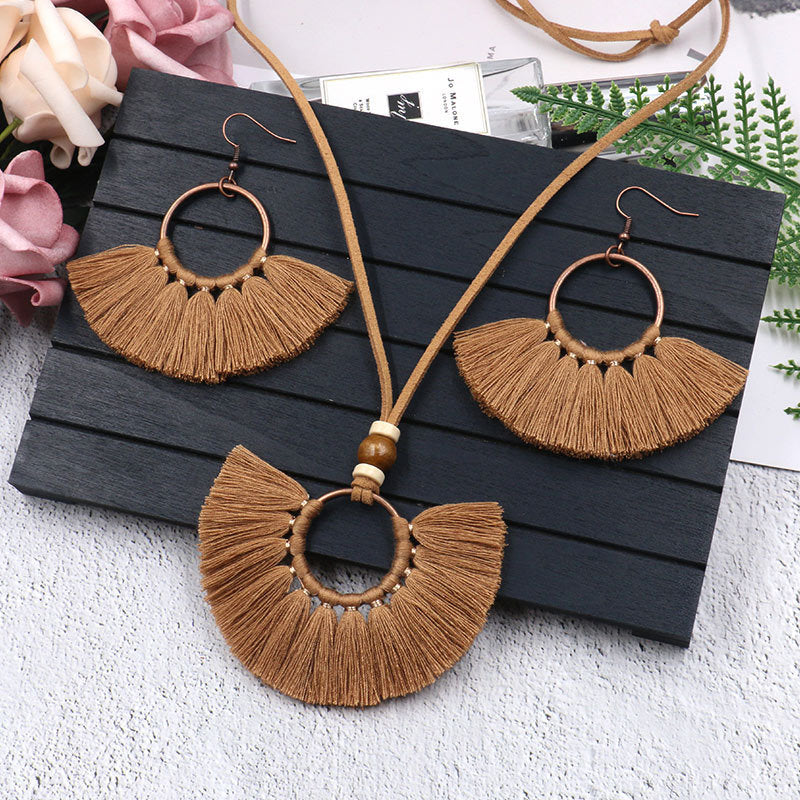 Fringed Necklace Earring Set
