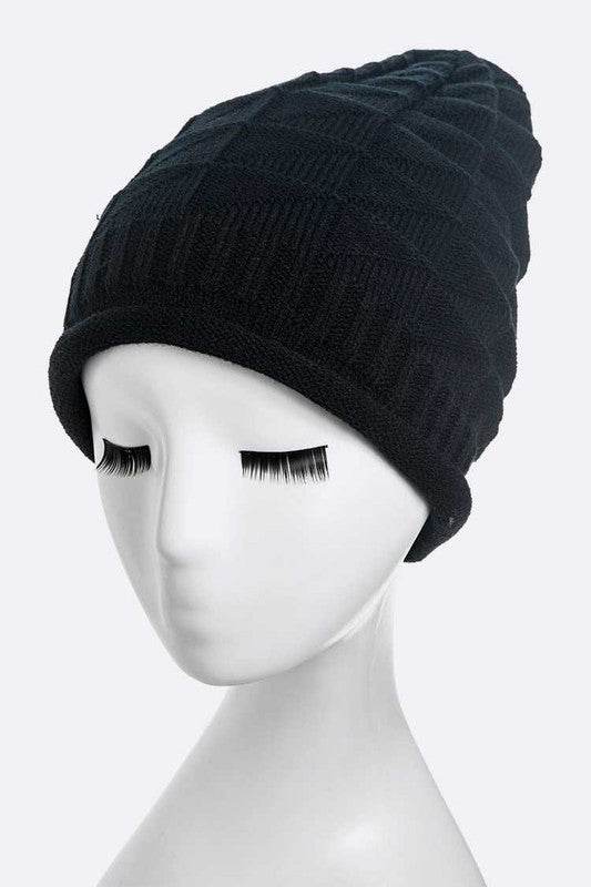 Unisex Raised Knit Slouchy Beanie