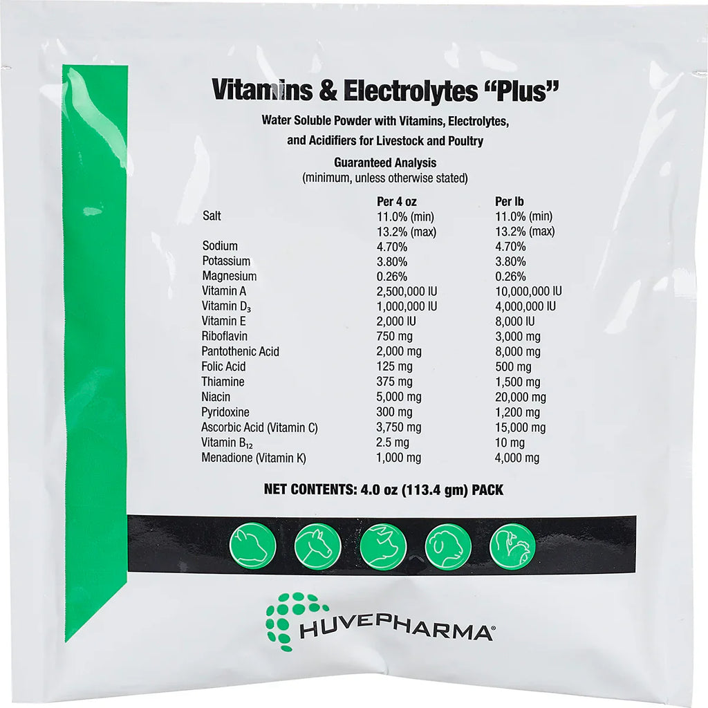 AgriLabs Vitamins & Electrolytes Plus for Cattle Swine Horses Poultry Animals 4 oz.