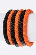 Black Orange Team Color Roll On Bracelet Set