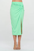 Made in USA Midi Skirt with Front Knot and Slit