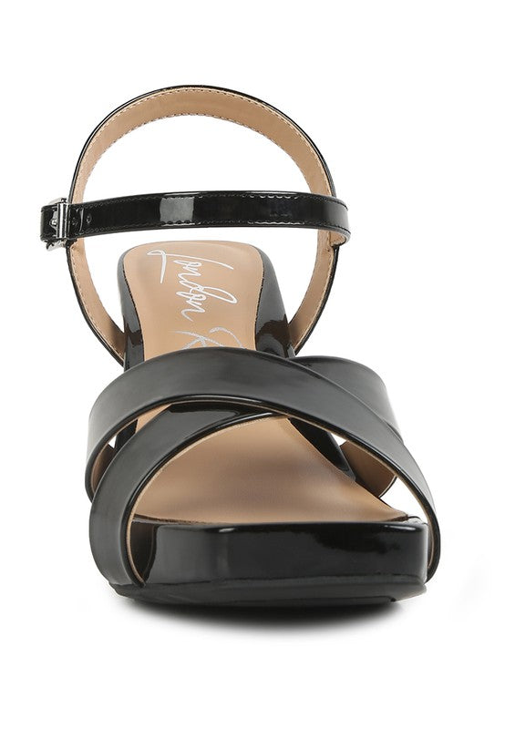 BAXTER Criss Cross Block Heels Sandals