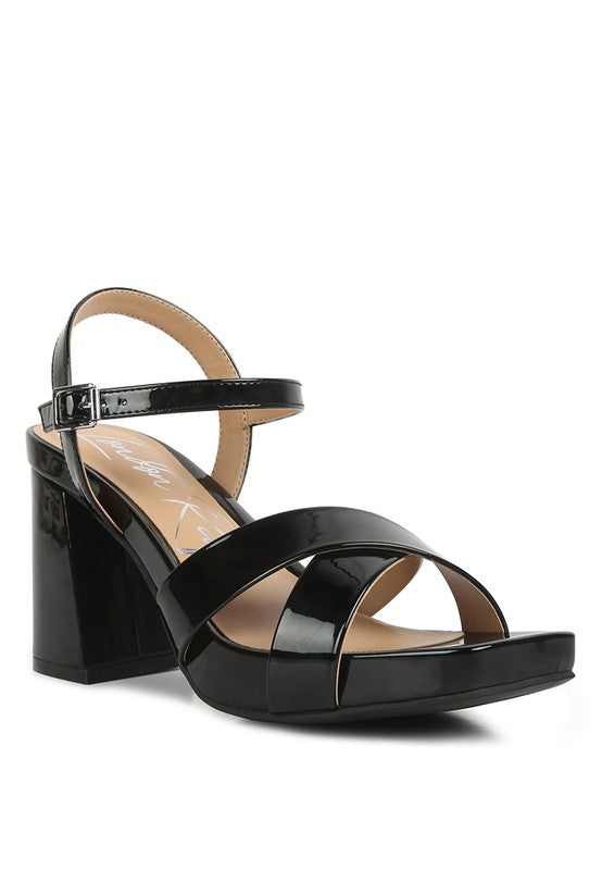 BAXTER Criss Cross Block Heels Sandals