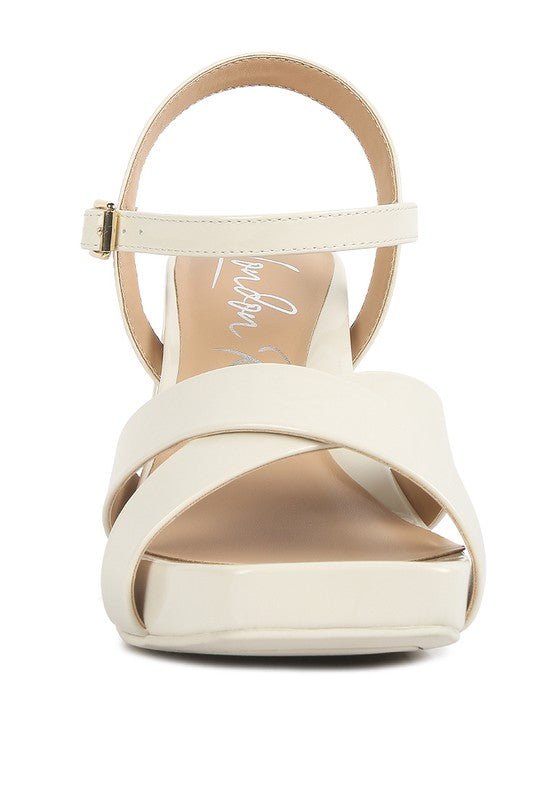 BAXTER Criss Cross Block Heels Sandals