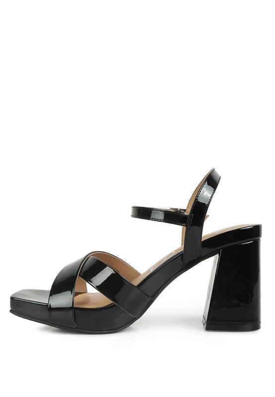 BAXTER Criss Cross Block Heels Sandals
