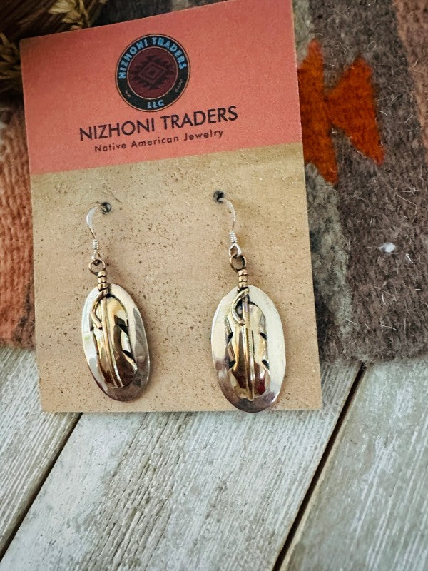 Navajo Gold Plated Sterling Silver Dangle Earrings