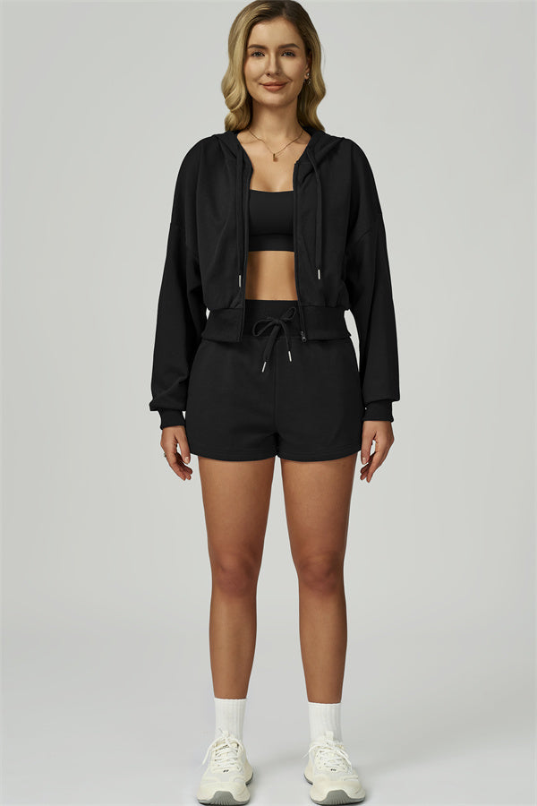 The FlexFit Crop Hoodie Shorts 2-Piece Set