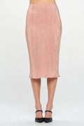Made in USA Solid Plisse Midi Skirt