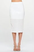 Made in USA Solid Plisse Midi Skirt