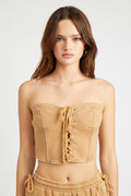 FRENCH TERRY STRAPLESS BUSTIER TOP