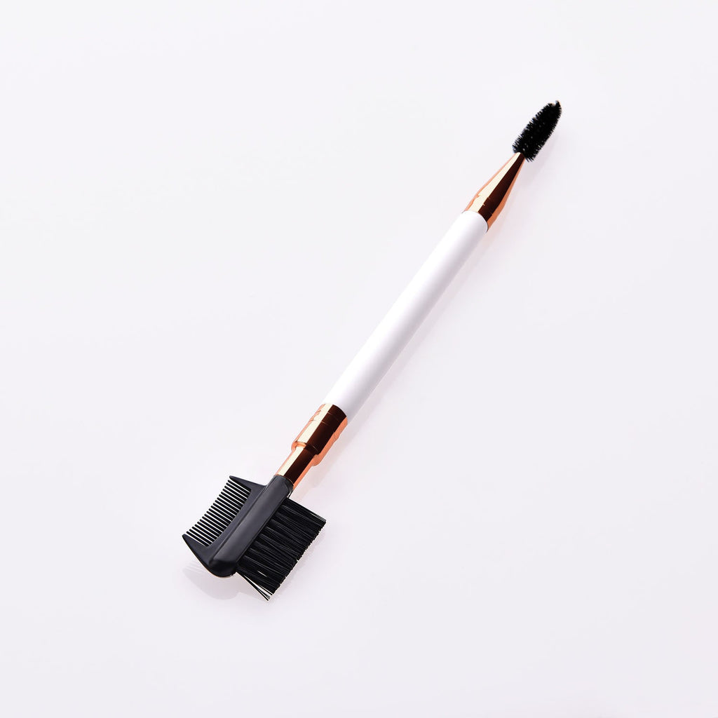 Single double-ended makeup brush and eyelash brush