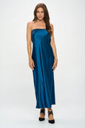 Made in USA Silky Satin Tube Draped Dress