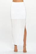 Made in USA Plisse Maxi Skirt with Slit
