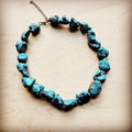 Chunky Blue Turquoise Collar Length Necklace 255y