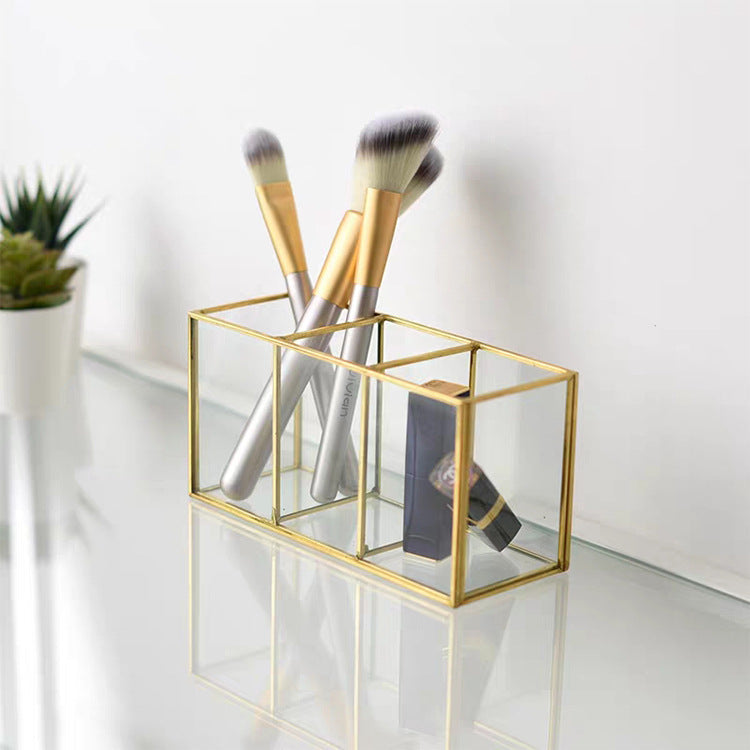 Glass makeup brush storage bucket