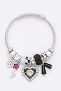 Crystal Heart Mix Charm Cable Bracelet
