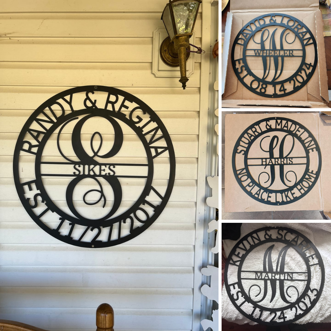 Personalized Split Letter Monogram - Custom Metal Name Sign - Family Wall Art