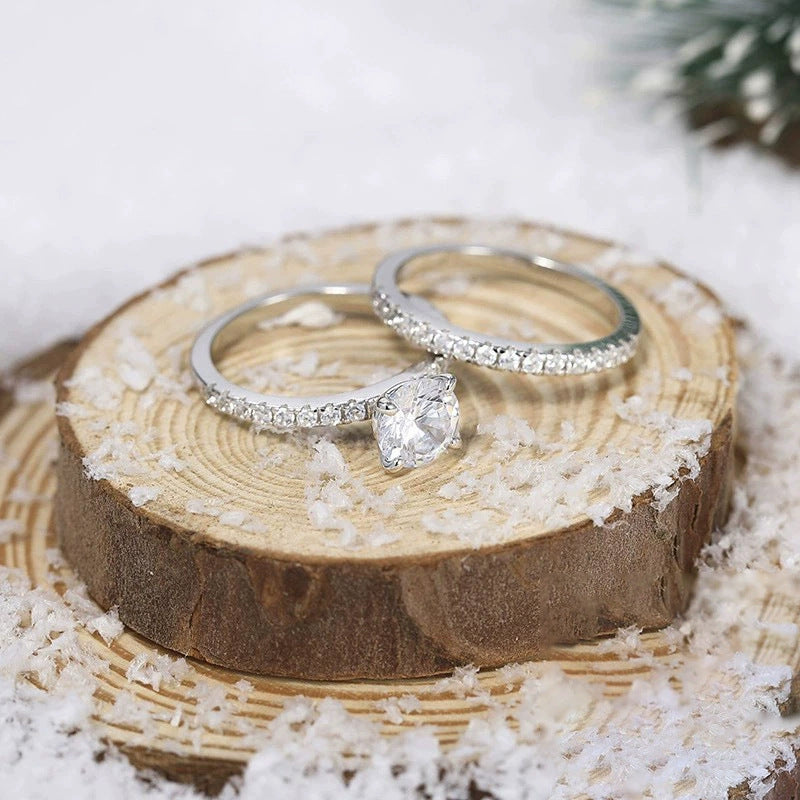 S925 Four-claw Inlaid 12 Karat 7mm Round Zircon Set Ring