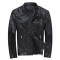 Men's Short Harley Leather Jacket, Stand Collar Casual Coat