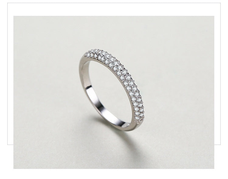 S925 Sterling Silver Diamond-encrusted Stackable Ring