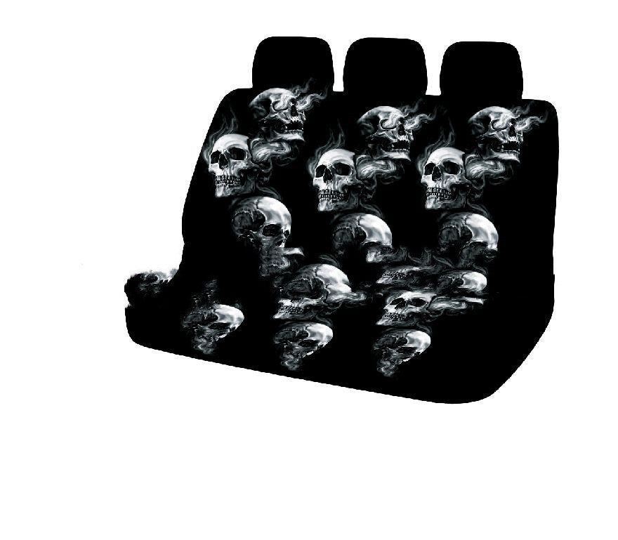 Car Seat Cover Full Package, Smoking Skull High Back Print 5-seater 7-piece Set