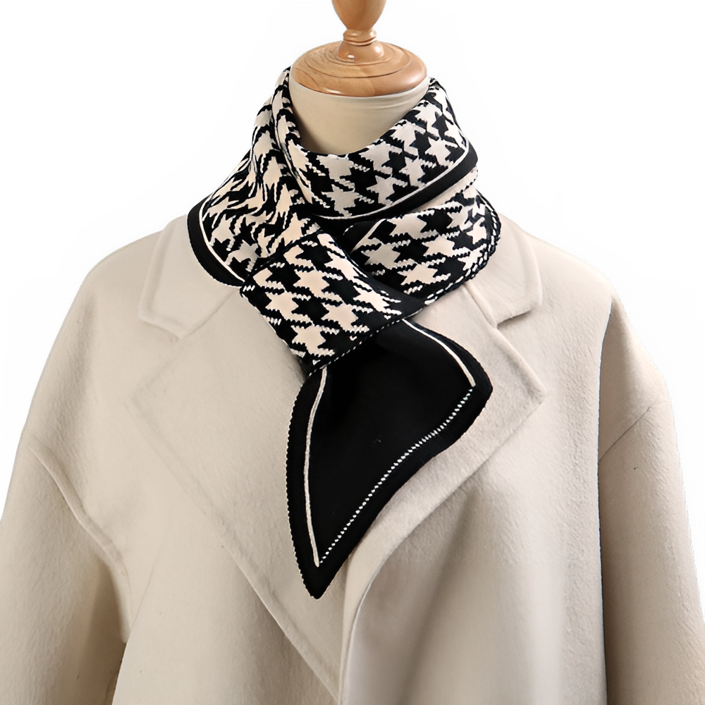 Houndstooth Plaid Luxury Brand Knitted Scarf 2023 New Scarf Women Winter Scarf Long Skinny Small Scarf Female Neckerchief Scarf