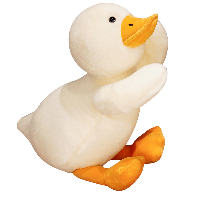 Lying Big White Duck Feather Plush Toy Soft And Adorable Pillow