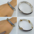 Silver or 2 Tone Finish Filigree Stretchable Brace