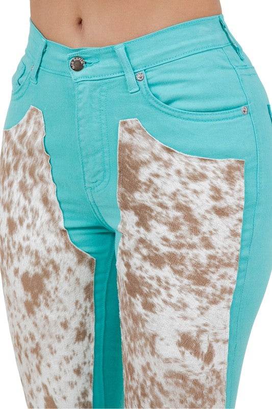 Rodeo Bell Bottom Turquoise/Brown- Inseam 34