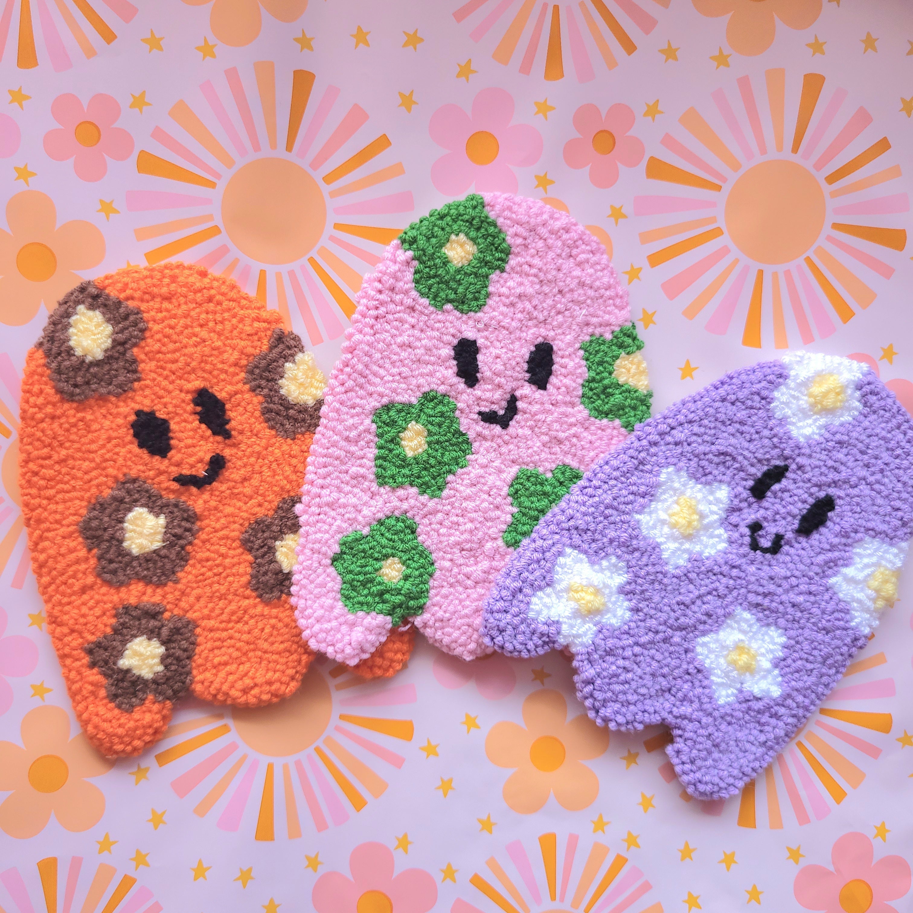 Ghostess Punch Needle Coasters