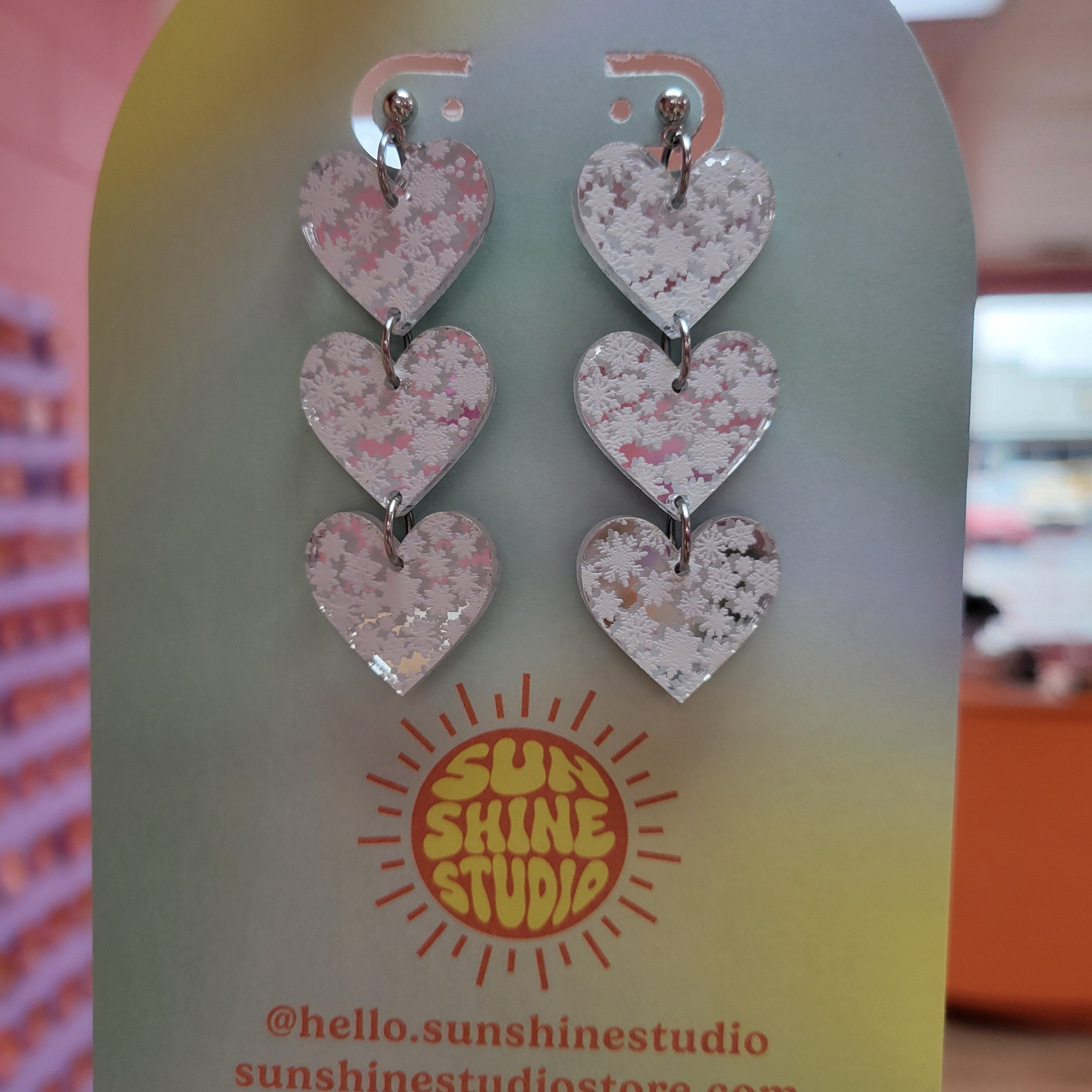 Holiday Heart Dangle Earrings