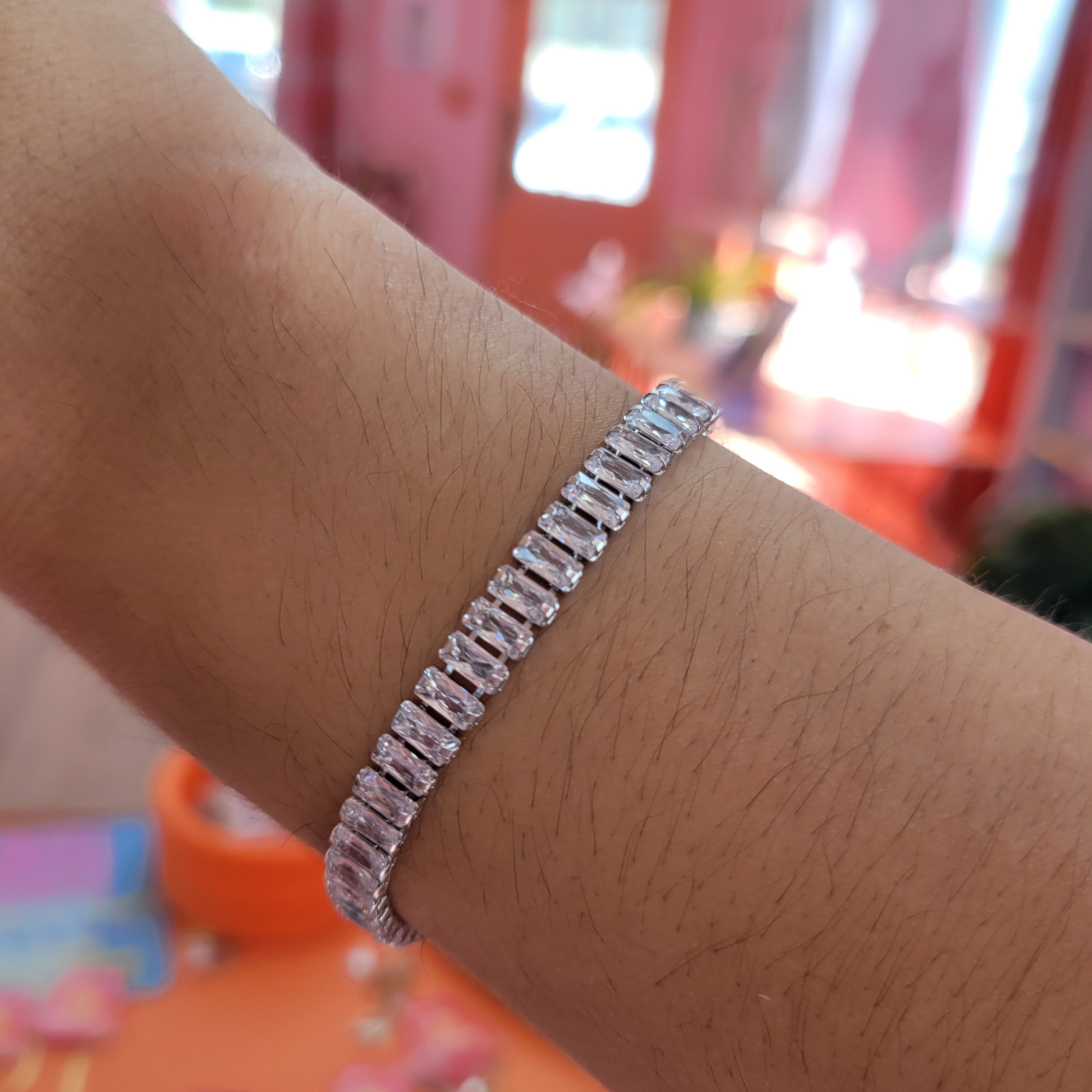 Titanium Toggle Clasp Gem Bracelet