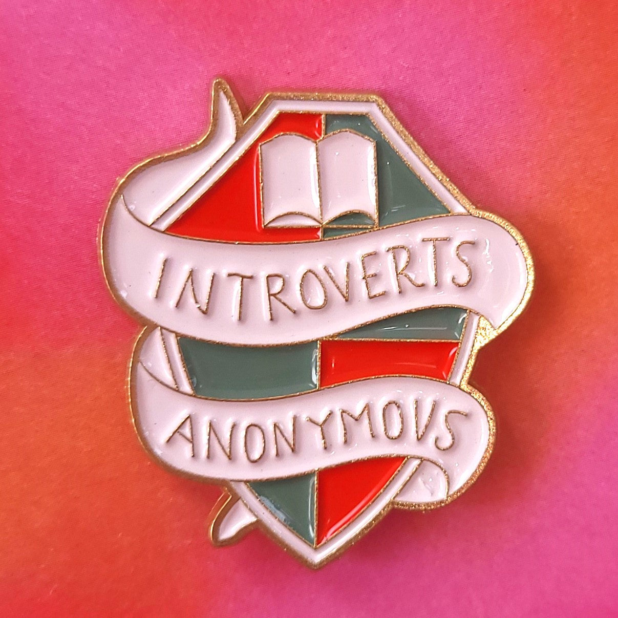 "Introverts Anonymous" Crest Enamel Pin