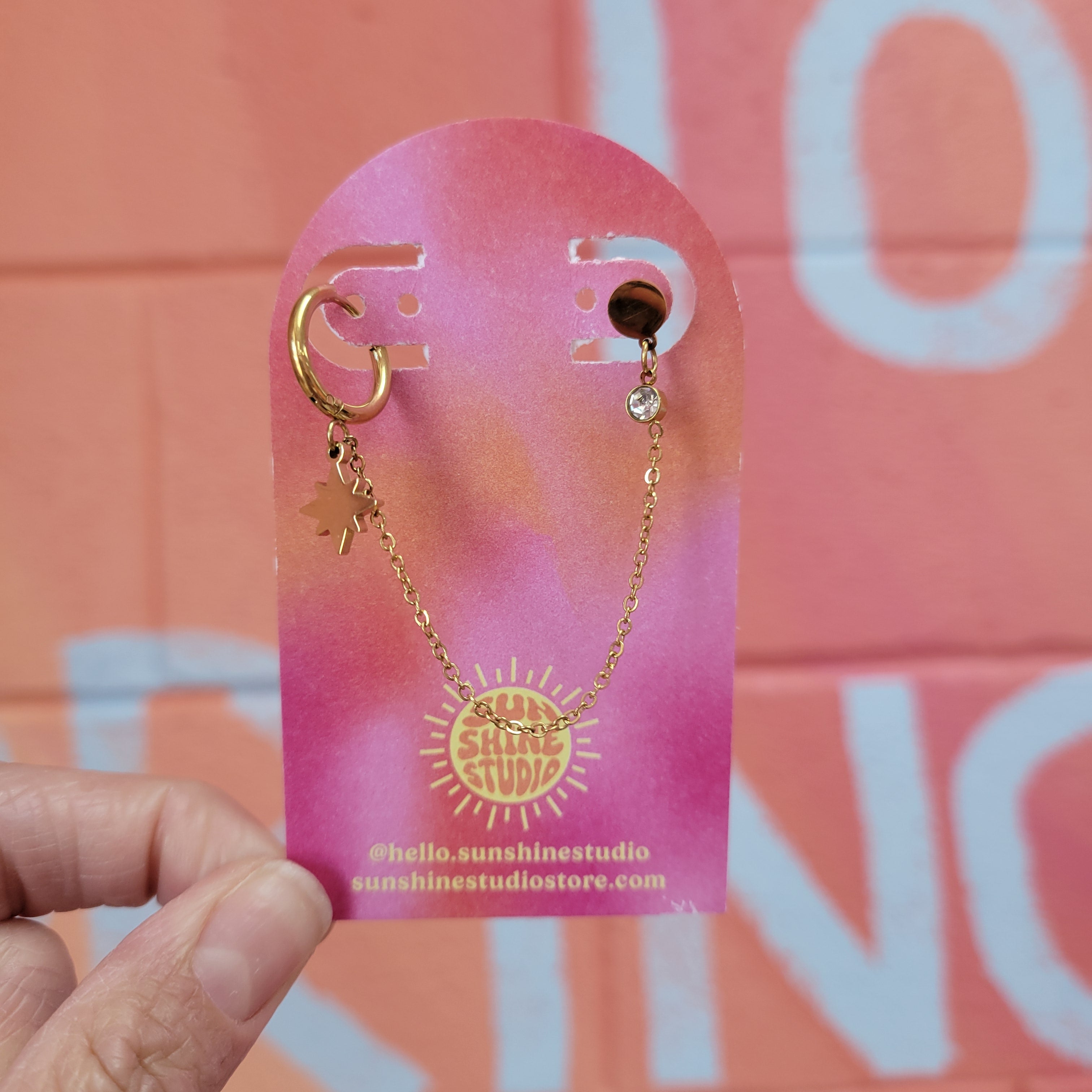 Double Pierced Starry Chain Earring