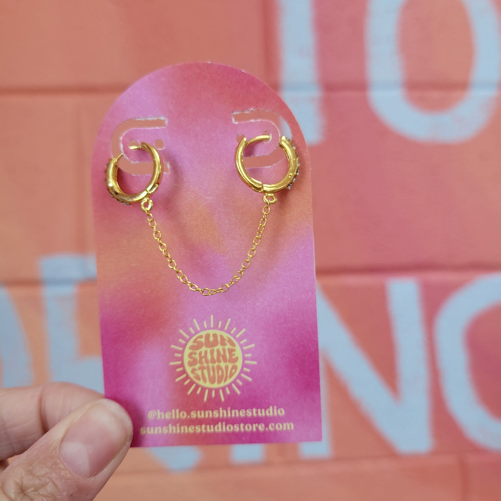 Double Pierced Chain Hoop Earring