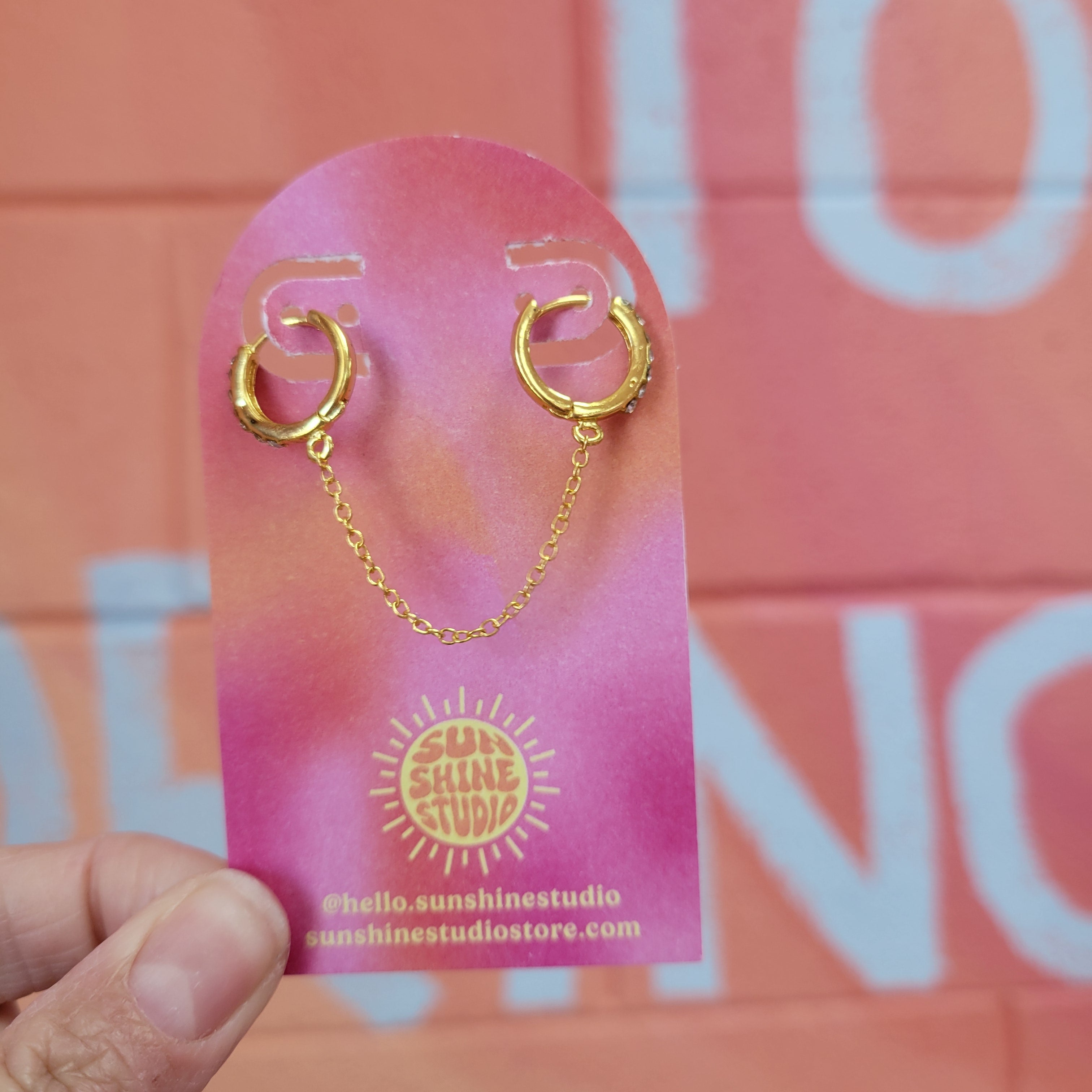 Double Pierced Chain Hoop Earring