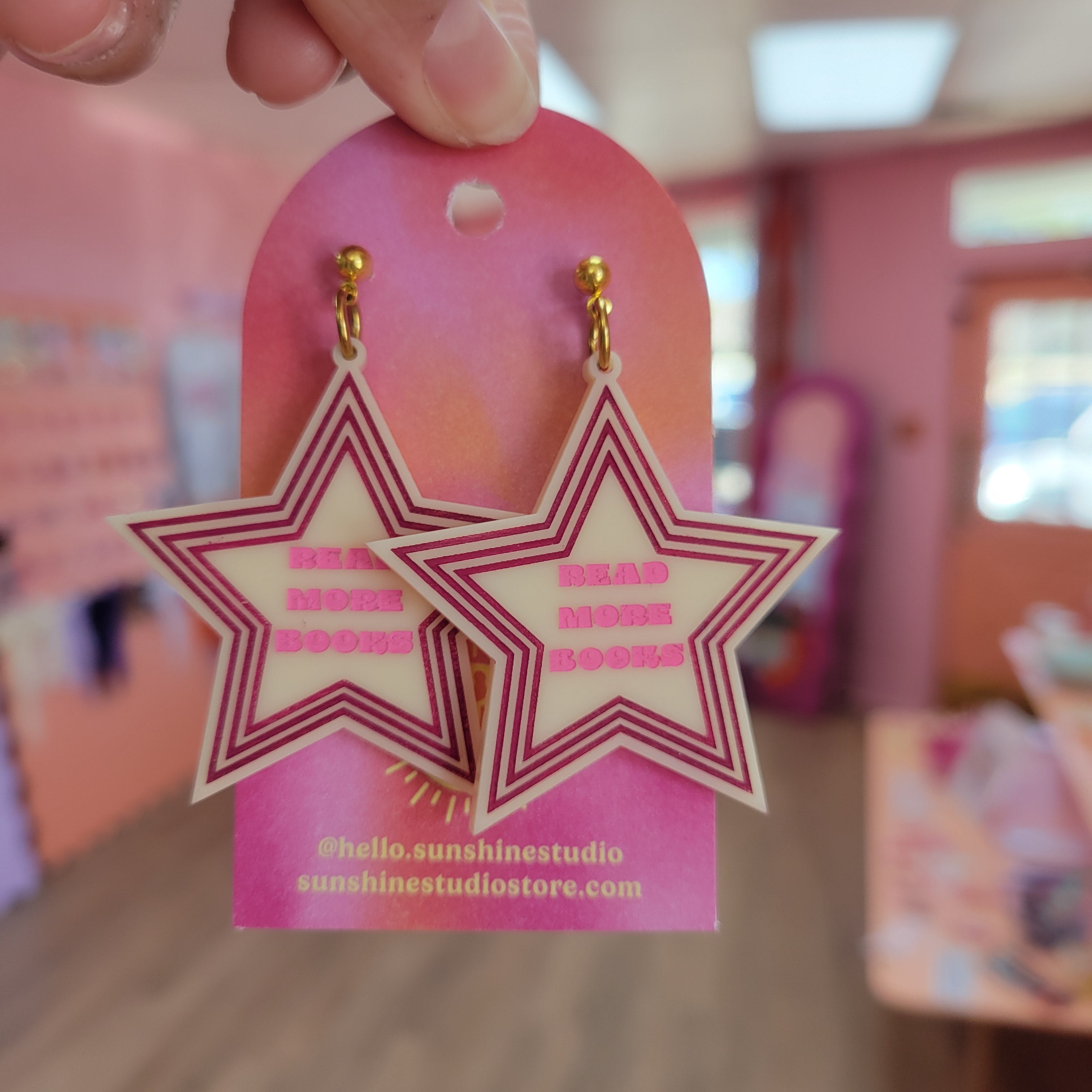 "Read More Books" Star Earrings