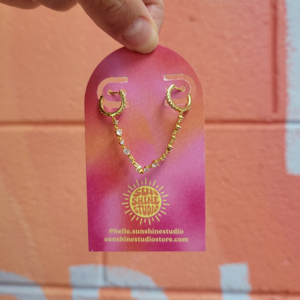 Double Pierced Chain Hoop Earring
