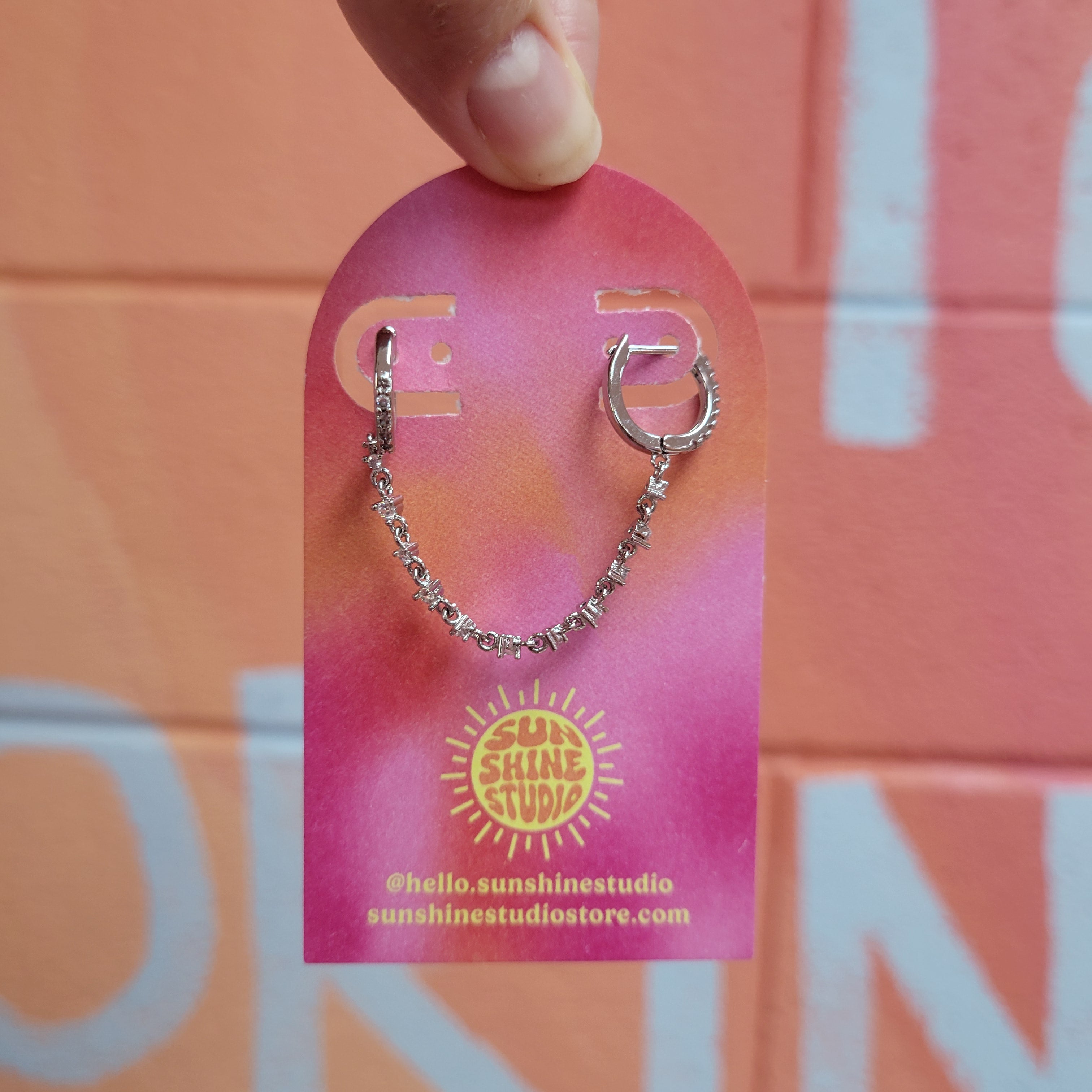 Double Pierced Chain Hoop Earring