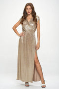 Made in USA Sleeveless Metallic Maxi Dress
