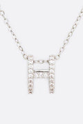CZ H Logo Letter Pendant Necklace