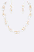 Fringe Beads Crystal Station Collar Necklace Set