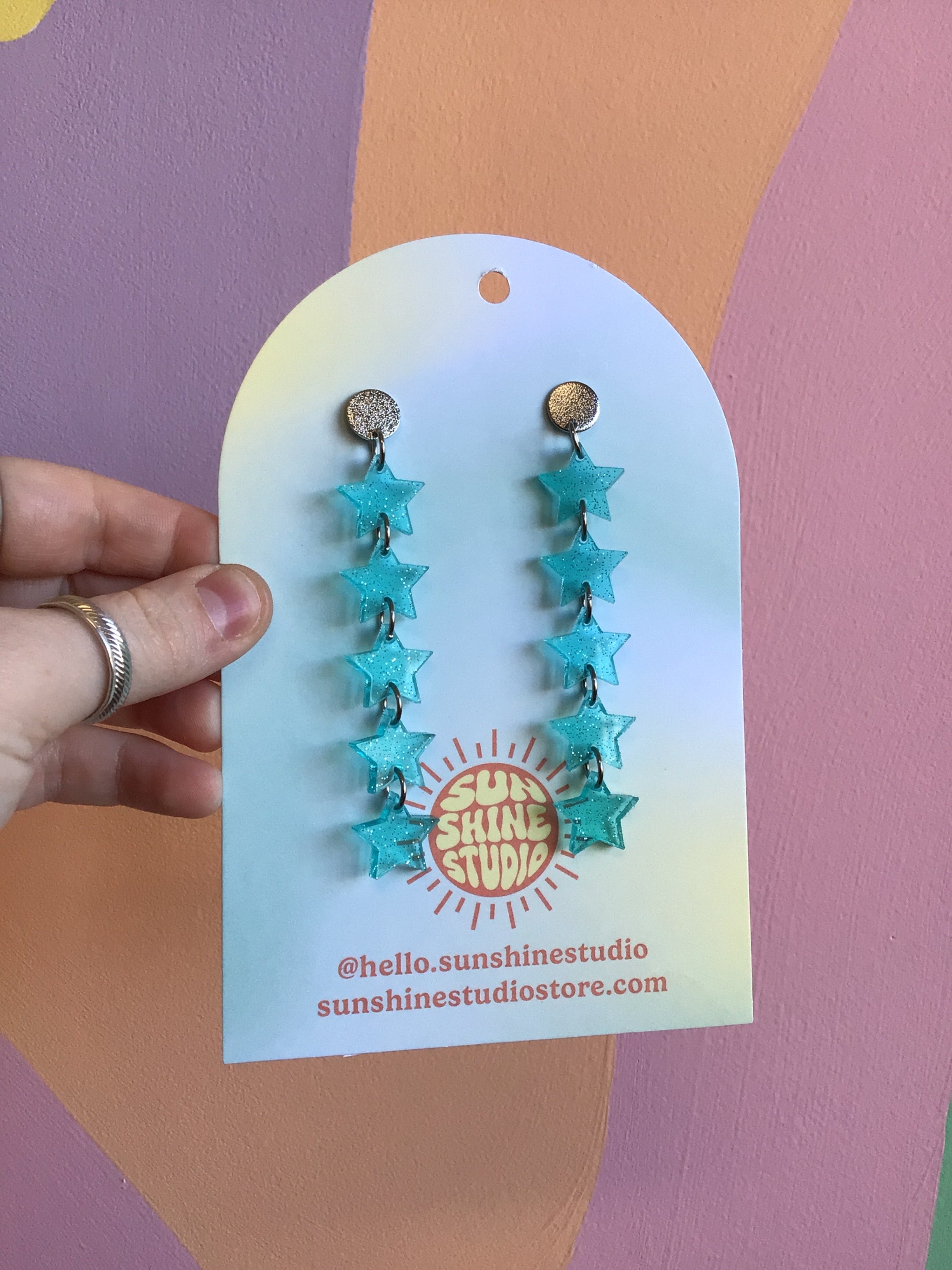 Glimmering Statement Star Earrings