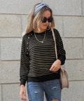 Striped Pattern Raglan Sleeve Sweater