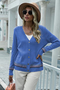 Sapphire Striped Pattern Cardigan and front Botton