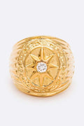 Crystal Star Embossed Gold Plated Ring