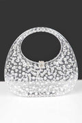 Rhinestone Cleared Top Handle Box Clutch